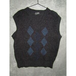 John Weitz Mens Argyle V Neck Sleeveless Sweater Vest Made in USA Size L